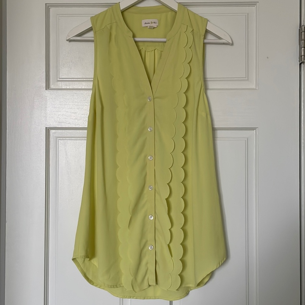 Chartreuse Anthropologie Button Down Tank - Size 4 (US)